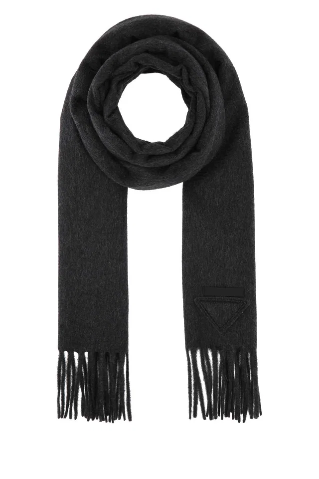 Prada Cashmere Scarf — Gray Exterior: Scarfs in Grey Cashmere from HEWI