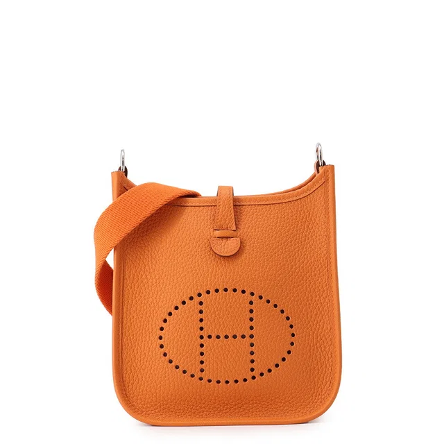 Hermès Evelyne Long Orange Taurillon Clemence Size TPM in Orange Clemence leather from GALLERY RARE