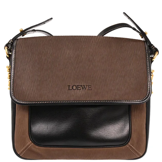 Loewe Black Brown Leather Velazquez Shoulder Bag in Black Leather from AMORE Vintage Tokyo