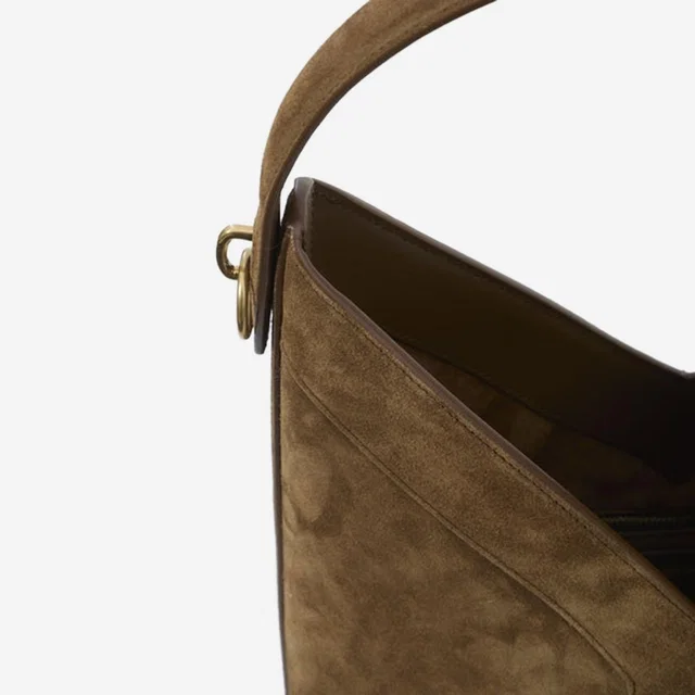 Saint Laurent Bucket Bag — Brown Suede in Brown Suede from HEWI