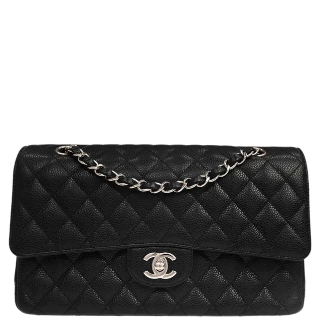 Chanel 2019 Black Caviar Medium Classic Double Flap Shoulder Bag in Black Caviar leather from AMORE Vintage Tokyo
