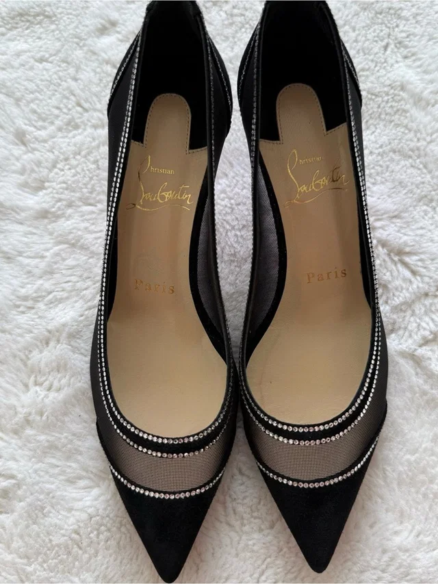 Christian Louboutin Galativi Mesh Strass Red Sole Pumps Size 35.5 Eu Retail 110 in silver|black|gray from Poshmark