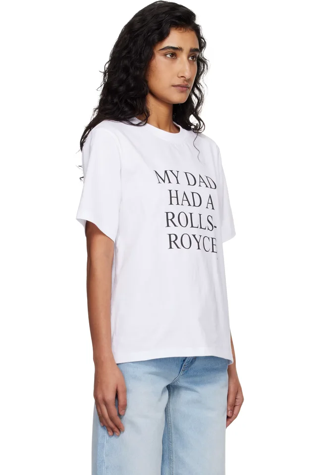 Victoria Beckham White 'My Dad Had A Rolls-Royce' T-shirt, photo 2 of 4 from SSENSE