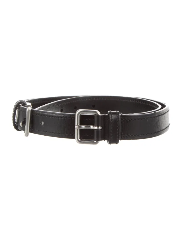Jil Sander Skinny Leather Waist Belt in black Leather from The RealReal