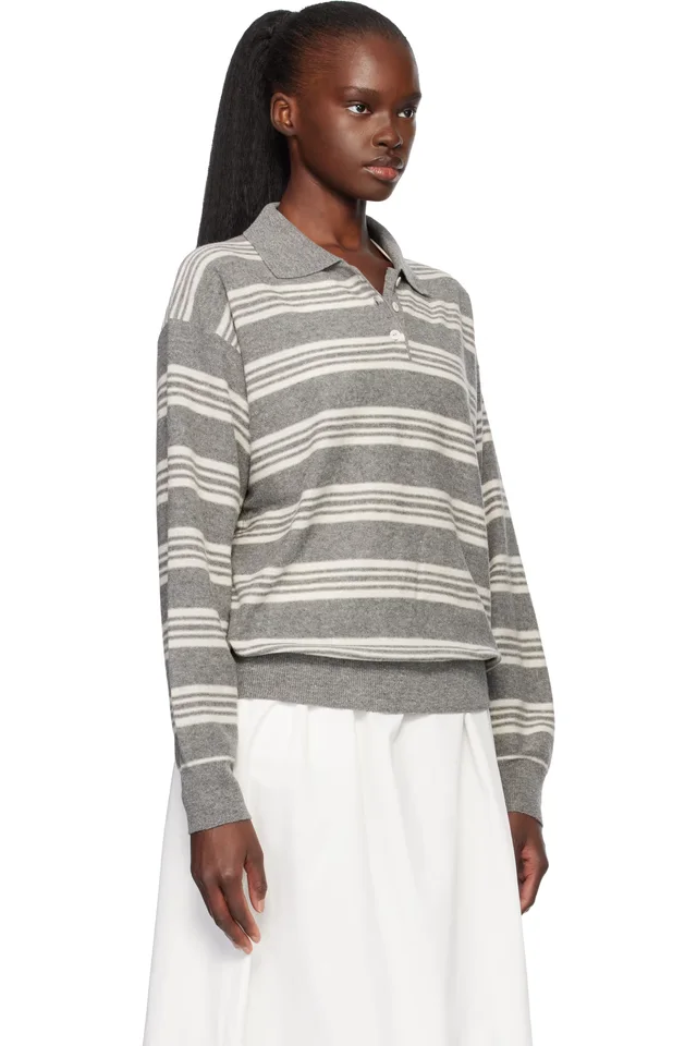 Nothing Written Gray Kevin Stripe Pullover Polo, photo 2 of 4 from SSENSE