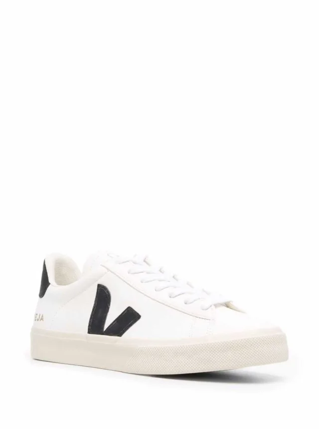 Veja Sneaker 'Campo' with Vegan Leather Logo in White and Black Unisex in White 100% Organic Traced Leather, photo 7 of 12 from Gaudenzi Boutique
