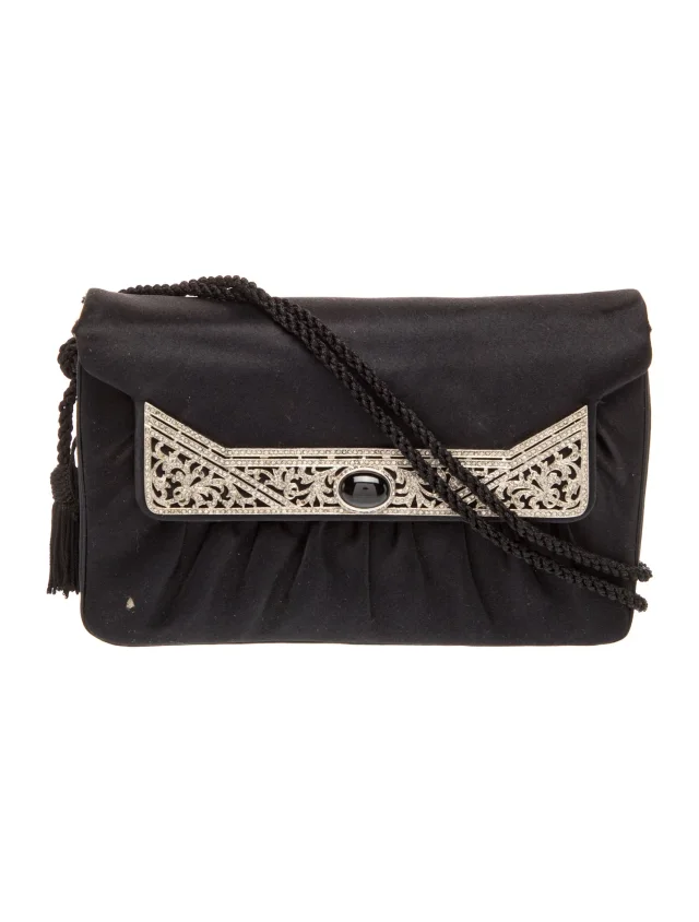 Judith Leiber Satin Evening Bag in black Satin from The RealReal