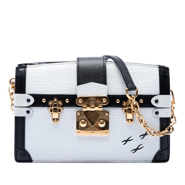 White Louis Vuitton Epi Trunk Clutch Crossbody Bag in White Leather from Designer Revival