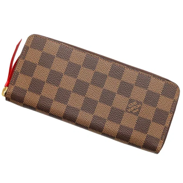 Louis Vuitton Portefeuille Clemence CeriseN60534 Damier Ebene Canvas in Brown Clemence leather from GALLERY RARE