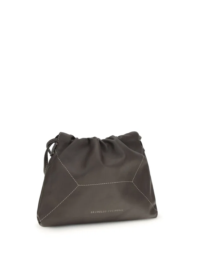 Brunello Cucinelli Calf Leather Shoulder Bag — Brown in Brown Calfskin from HEWI