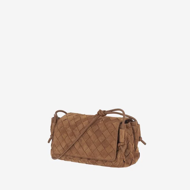 Bottega Veneta Quilted Suede Shoulder Bag — Brown Calf Skin in Brown Suede from HEWI