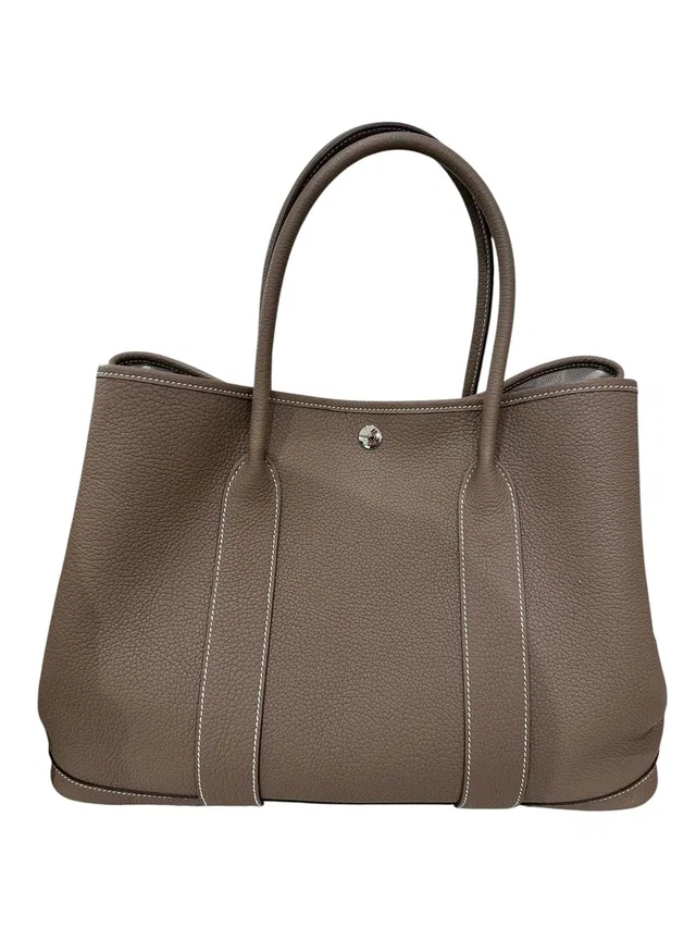 Hermès Garden Party Etoupe 36 Clemence in Taupe Clemence leather from Luxury Promise