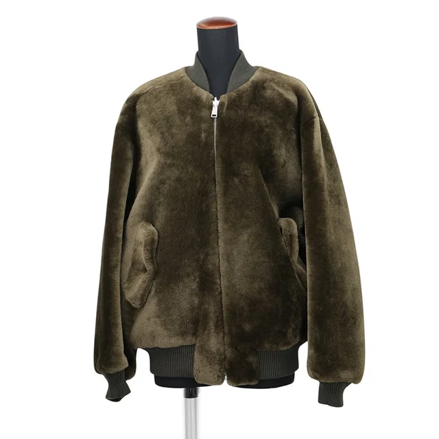 Prada reversible blouson Size 38 Khaki58A246 15VF Mongolian Sheepskin Fur Nylon in Nylon from GALLERY RARE