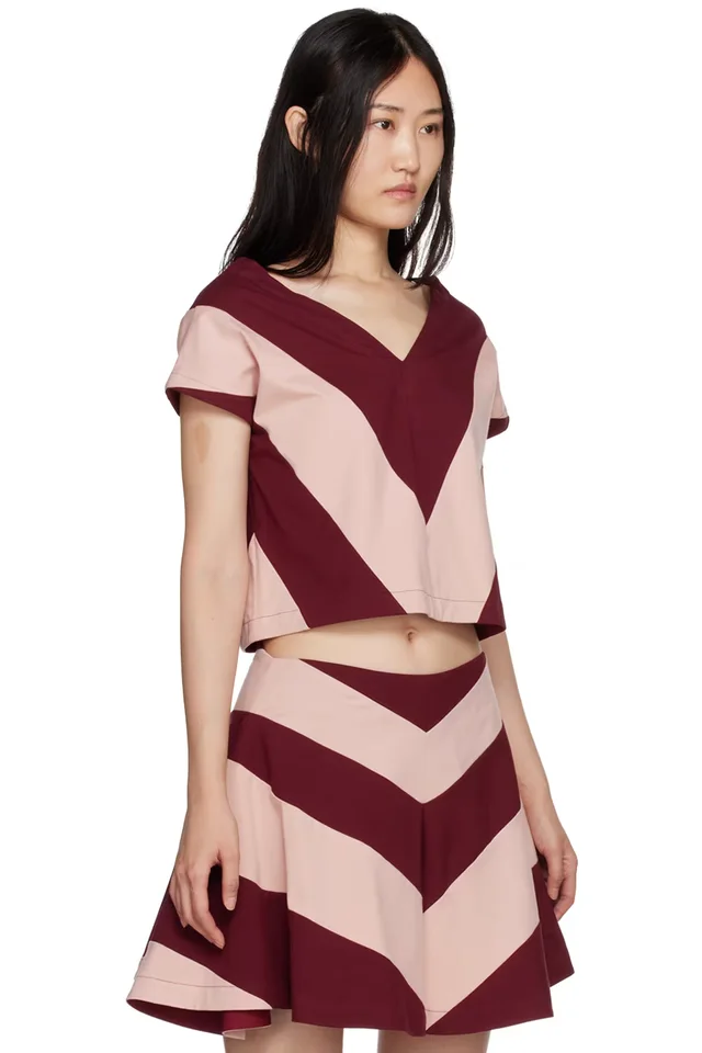 Rose Murdoch Burgundy & Pink Jack Top, photo 2 of 4 from SSENSE