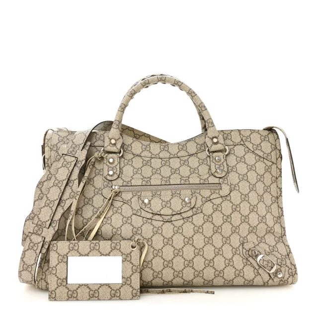 Balenciaga X GUCCI GG Supreme Monogram Neo Classic Silver Hardware City Beige Ebony in Beige Coated canvas from FASHIONPHILE, photo 3 of 14