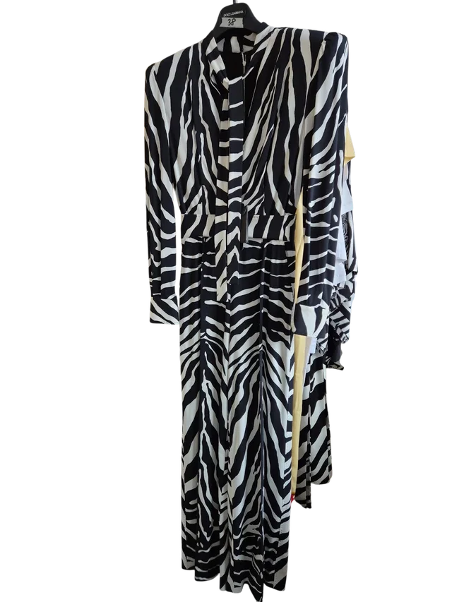 Dolce & Gabbana Dress jumpsuit Black And White zebra Design With belt in Black from Luxury Promise