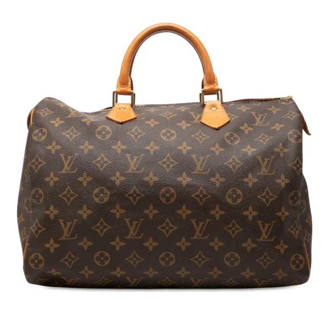 Brown Louis Vuitton Monogram Speedy 35 Boston Bag in Brown Coated canvas from Designer Revival