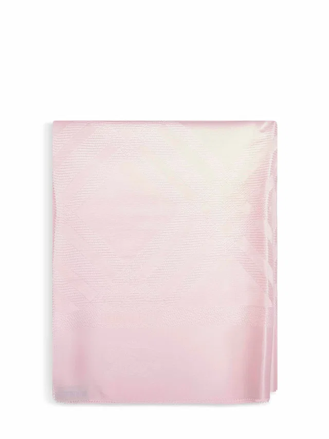 Burberry Check Jacquard Silk Scarf — Pink Mulberry Scarfs in Pink Silk from HEWI