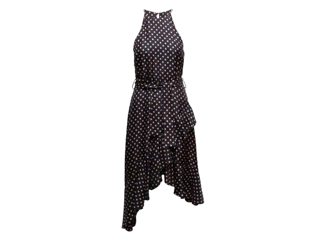 Black & Beige Zimmermann Polka Dot Halter Dress Size US 2 in Black from Designer Revival