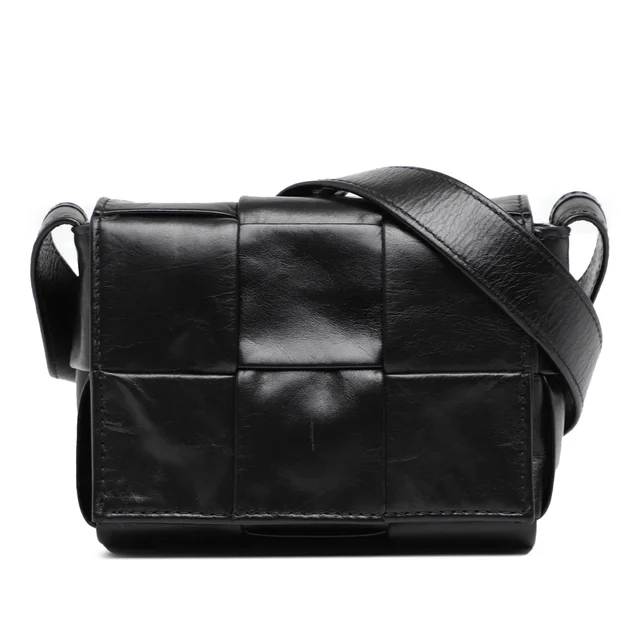 Black Bottega Veneta Candy Paper Calfskin Intrecciato Cassette Crossbody in Black Calfskin from Designer Revival, photo 1 of 1