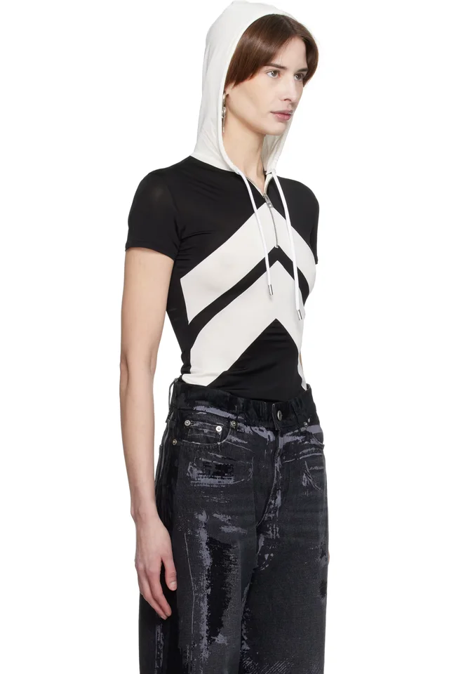 Jean Paul Gaultier Black & White 'The Chevrons' Hoodie, photo 2 of 3 from SSENSE