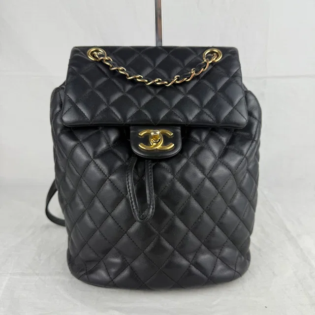 Chanel Black Quilted Leather Small Urban Spirit Backpack Bag in Black Leather, Metal from Reowned
