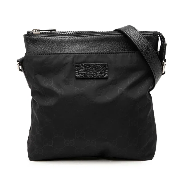 Black Gucci GG Nylon Crossbody in Black Nylon from Designer Revival
