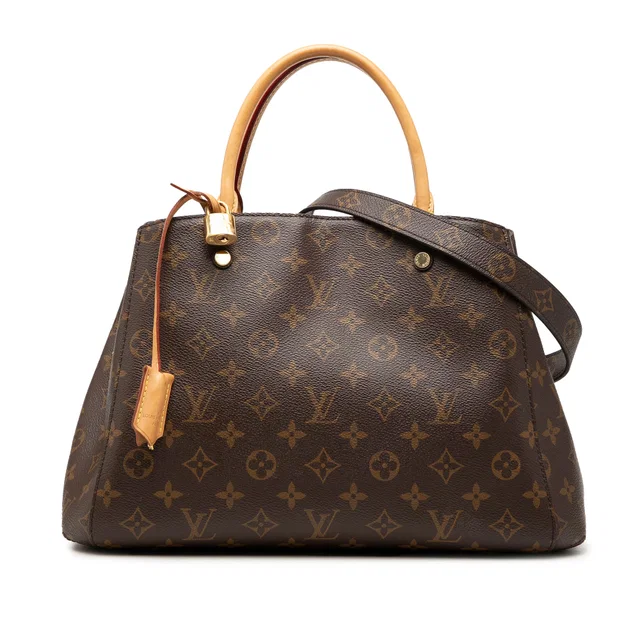 Brown Louis Vuitton Monogram Montaigne MM Satchel in Brown Coated canvas from Designer Revival