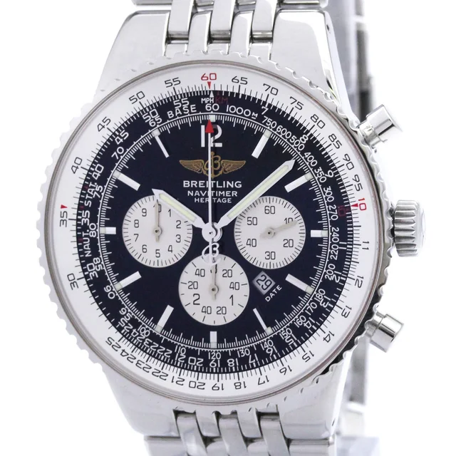 Breitling Navitimer Heritage Steel Automatic Mens Watch A35340 Polished in Black from Elady