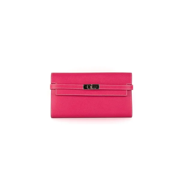 Hermès Portefeuille Kelly Classique Epsom Rose tyrien- O Stamp in Pink Epsom leather from The Purse Affair