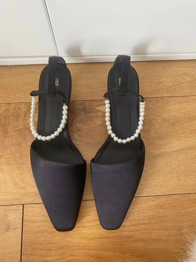 TOTEME Black Silk Heeled Shoes in Black Silk from HEWI