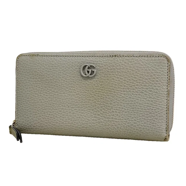 Gucci Wallet GG Marmont Leather Gray Silver in Grey Leather from The Reluxe