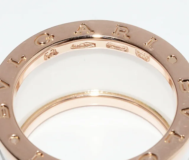 Bvlgari 18K Pink Gold x White Ceramic B.zero1 Ring 4 Band 346518 Size 13 in White Ceramic from LuxUness, photo 4 of 5