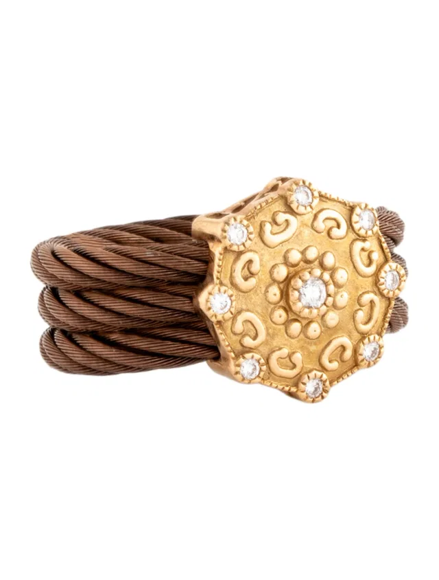 Charriol Diamond Celtic Cable Band in brown|red from The RealReal
