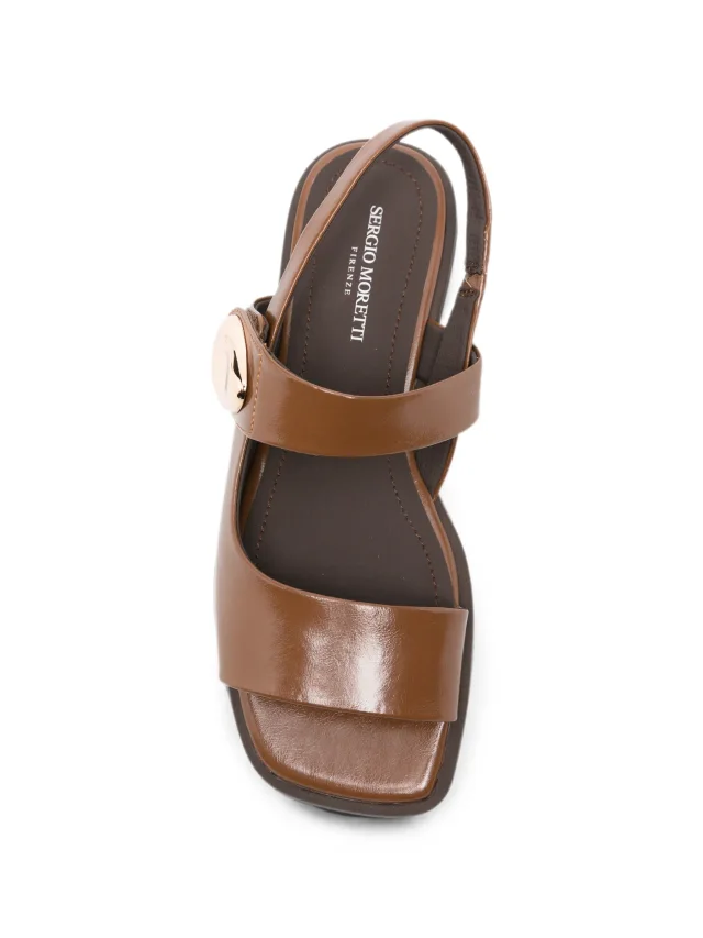 SERGIO MORETTI FIRENZE gold-tone hardware slingback sandals in Brown, photo 4 of 4 from FARFETCH