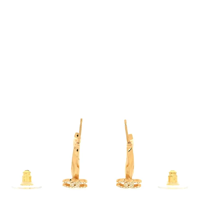 Chanel Metal Crystal Studded CC Hoop Earrings Gold in Gold from FASHIONPHILE, photo 3 of 4