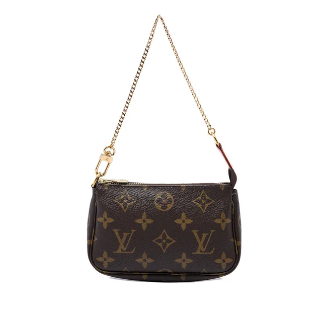 Brown Louis Vuitton Monogram Mini Pochette Accessoires Handbag in Brown Coated canvas from Designer Revival