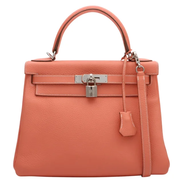 Hermès 2013 Kelly 28 Crevette in Clemence leather from VINTAGE QOO TOKYO, photo 3 of 16