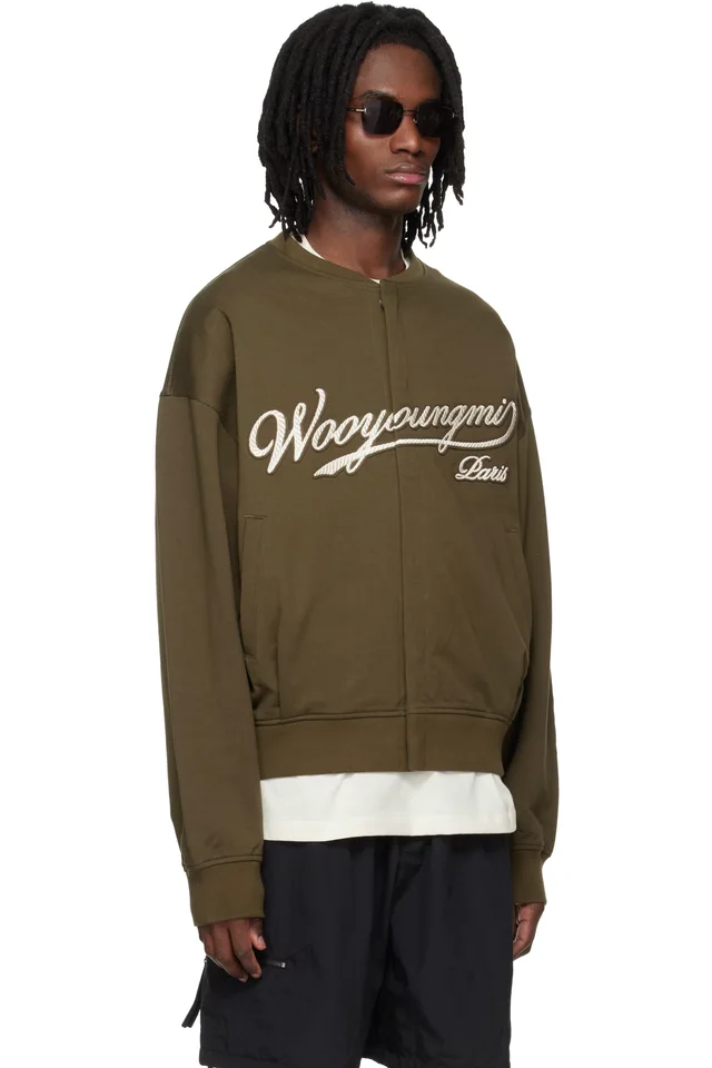 WOOYOUNGMI Khaki Cardigan Sweatshirt, photo 2 of 4 from SSENSE