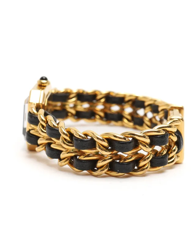 Chanel Première L 20mm Gold-Plated Black Dial Quartz Watch in Black Woven leather from A Retro Tale, photo 7 of 8