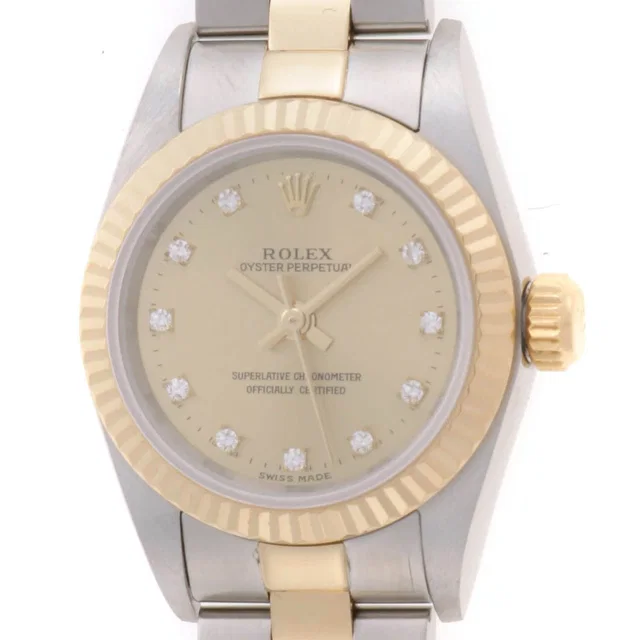 Rolex Oyster Perpetual Watch Stainless Steel Champagne Dial Automatic from The Reluxe