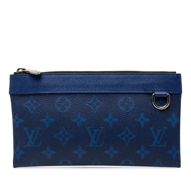 Blue Louis Vuitton Monogram Taigarama Pochette Discovery PM Clutch Bag in Blue Coated canvas from Designer Revival