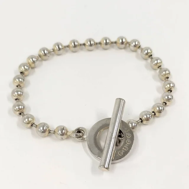 Gucci Ball Chain Bracelet Logo Silver in Silver from The Reluxe