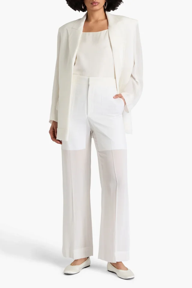 Victoria Beckham Crepe Straight-Leg Pants in White, photo 2 of 4 from THE OUTNET