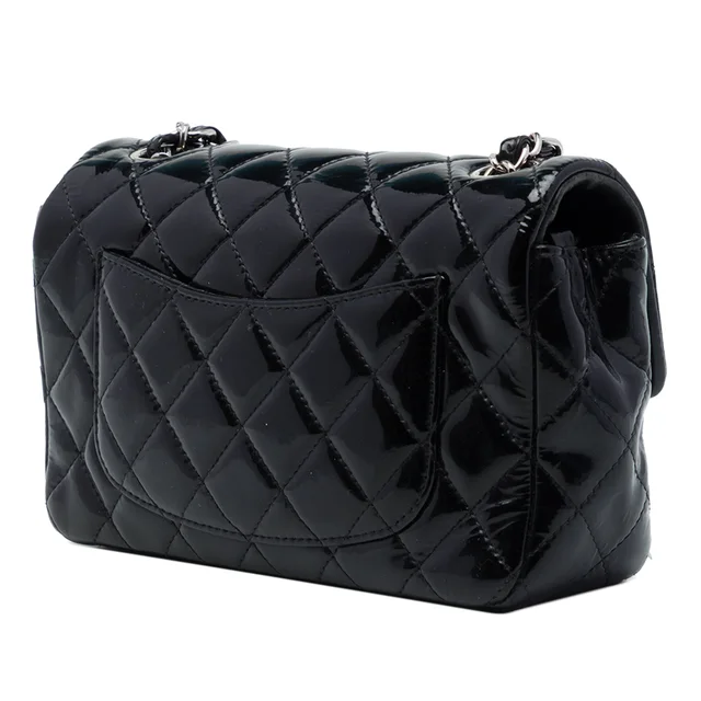 Black Chanel Mini Rectangular Classic Patent Single Flap Crossbody Bag in Black Patent leather from Designer Revival, photo 2 of 2