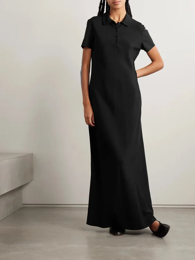 THE ROW Valenit cotton and silk-blend jersey maxi shirt dress in Black, photo 2 of 2 from NET-A-PORTER (Canada)