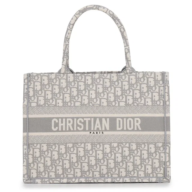 Dior Oblique Book Tote Gray/EcruWhiteM1296ZRIW_M20I Canvas Size Medium in Grey Canvas from GALLERY RARE