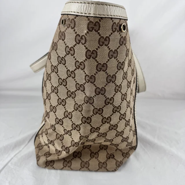 Gucci GG Canvas Web New Ladies Tote Bag in Calfskin leather, Metal, Original GG Canvas from Reowned, photo 2 of 2
