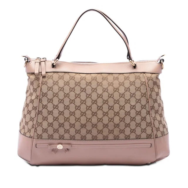 Beige Gucci GG Canvas Mayfair Satchel in Beige Canvas from Designer Revival
