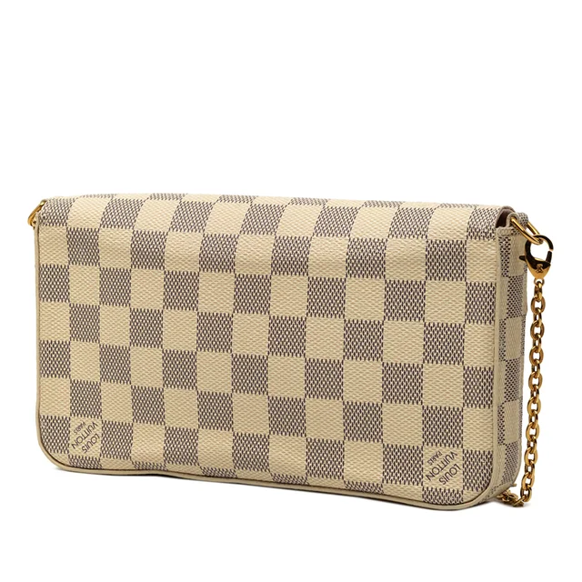 White Louis Vuitton Damier Azur Pochette Felicie Crossbody Bag in White Canvas from Designer Revival, photo 2 of 2